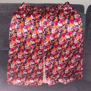 NWT LOFT Floral Pencil Skirt in Pink and Orange
